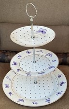 Bombay Duck London Miss Peacock Three Tier Cake Stand White With Butterflies