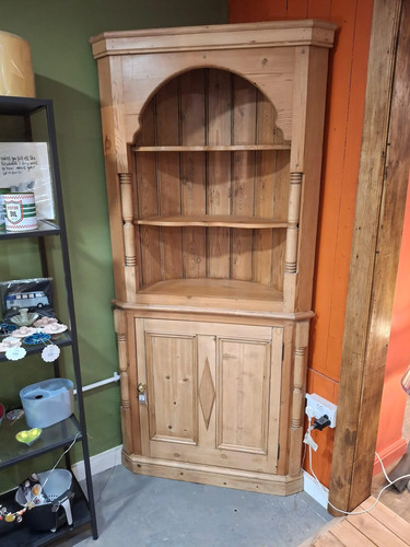 Antique pine corner shelves - pine, &