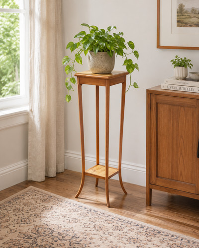 Edwardian oak plant stand - oak, two
