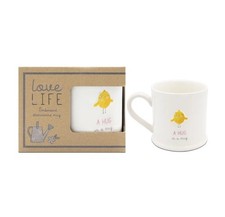 Hug in a Mug Chick Design Stoneware Ceramic Mug Love Life Hug Embossed
