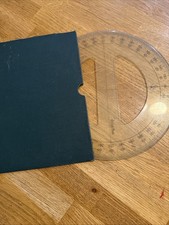 Vintage Plastic 9” Protractor British Made 360 Degrees With Protective Sleeve