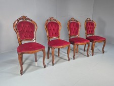 4 Rococo Saloon Chairs Vintage Reproductions Red Velour 1980s EB10691 VDIN