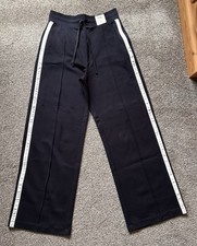Marks & Spencer Navy/Cobalt/White Athleisure Wide Leg High Rise Trousers, 12L