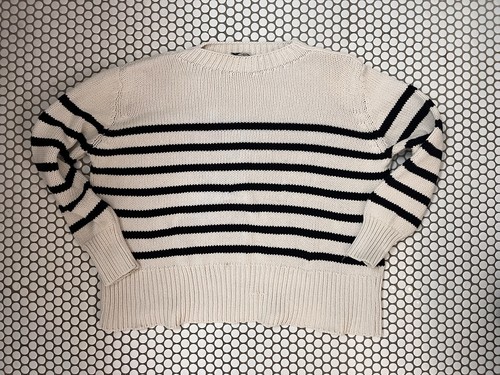 Zara ivory black striped knit - ivory,