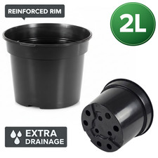 2L Plastic Plant Pot Black