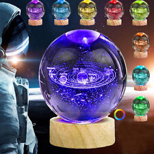 USB 3D Moon Planet Globe Galaxy Night Light LED Crystal Ball Table Lamp Bedside
