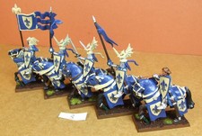 Warhammer Mounted Bretonnian Knights x5 - plastic - painted- Lot BW3 (BU)