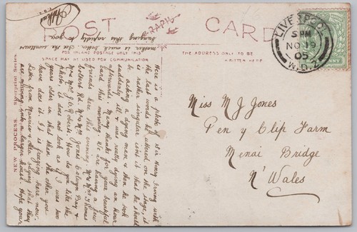 Anglesey postcard sent pen - to,