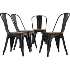 Metal Dining Chairs w/Wood