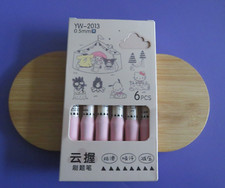 Set 6 Boxed Anime Kawaii Hello Kitty & Friends Black Ink 0.5 mm Soft Grip Pens