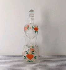 Lovely Vintage Glass Decanter Holmegaard Kluk Kluk Karaffe Hand Painted Hearts