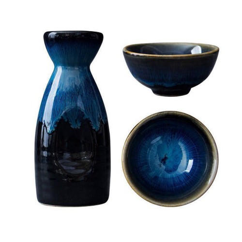Ceramic blue saki - saki, set