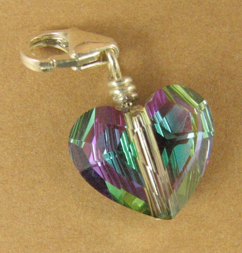 Heart crystal clip charm - crystal,
