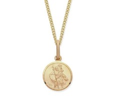 9ct Yellow Gold on Silver St Christopher Pendant Necklace - Choice of Chain
