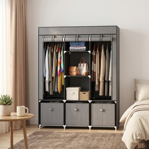 Large fabric wardrobe closet - wardrobe,