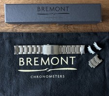 BREMONT Stainless Steel Bracelet, box, 1963 end links, extra links, and pins
