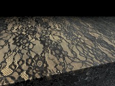 Stretch Spandex Lace Fabric, per metre - Flower Design - Black