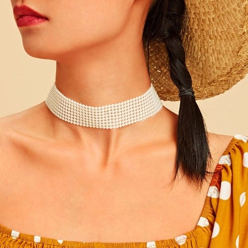 Faux pearl wide - ,