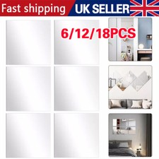 6/12X 30X30cm Mirror Tiles Wall Sticker Square Self Adhesive Stick On Home Decor