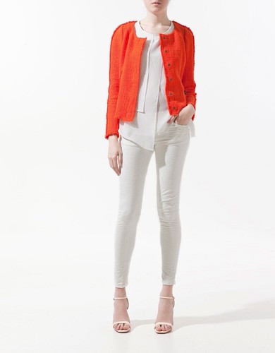 Zara orange black boucle - zara,