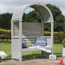 WOODEN GARDEN ARBOUR PATIO BENCH PERGOLA ARCH SEAT ROUND TOP - Pressure Treated