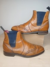 Loake Mens Hoskins Brogue Chelsea Boots Dark Brown Burnished Leather Mens Shoes