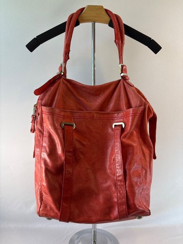 Reiss red leather large hobo - red,