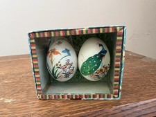 A Chinese Painted Egg Shells Of Flower And Peacock