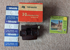 Vintage Model E View master Bakelite 3-D Viewer + Reels BOXED Viewmaster