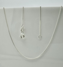 925 Solid Sterling Silver 0.8mm Fine Curb Chain Necklace 18 20 22 24 Inch