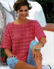 Crochet pattern Lady's crochet tunic with flower motifs DK yarn 32-38" 196