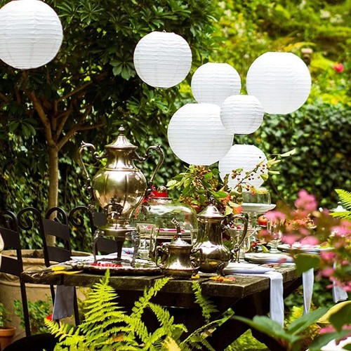 White paper lantern lampshade - paper,