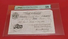 B209A ,,Harvey  White £5  Note  1922 ,, Slab 58  Choice About  Uncirculated  ,, 