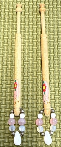 Pair vintage wooden lace - wooden,