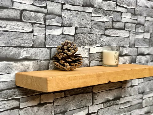 Rustic floating wall shelf - wall, &