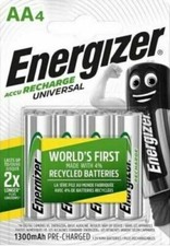 Energizer AA Rechargeable Universal Batteries 1300mAh NiMH - Pack of 4
