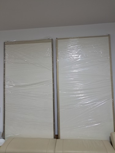 Two beige sliding - , doors