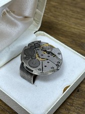 Unusual Large Upcycled Watch Mechanism Steampunk Ring Silver Tone Expanding