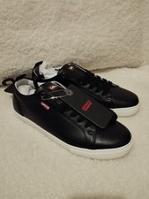 Levi's Mens/Womens Black Leather Effect Trainers (UK Size 7) Wood Model NEW