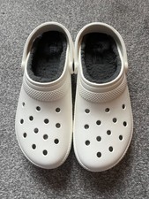 Crocs White Classic Fleece Lined Crafted Clogs Size M UK 11