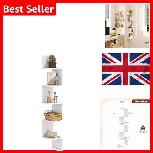Tier corner shelf white - 5-tier,