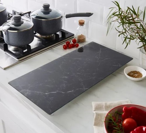 New black marble glass hob - black,