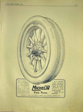 Original Old Antique Print Advert Michelin Tyre Vehicle Rubber 1911 20th Century