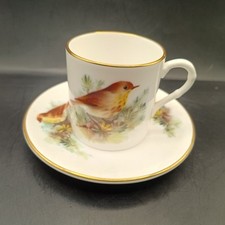 Royal Worcester The Thrush Demitasse Coffee Cup And Saucer Set 1996