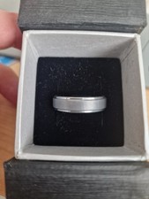 Men's Real Tungsten Carbide Gray Edge Ring Unique Wedding Engagement Band