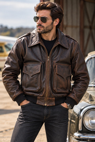 Men brown cowhide - brown, leather