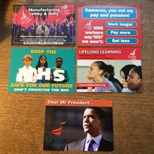 5 Unite Trade Union Political Postcards #11042