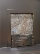 REPLACEMENT GAS FIRE BLACK SATIN CAST IRON 16" FRET AND 3 PIECE MAGNETIC FRAME