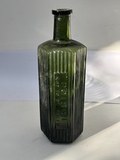 60231Old Vintage Antique Glass Blue Poison Bottle Hexagonal Green NTB GIANT 20oz