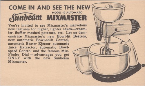 1950s sunbeam mixmaster model - mixmaster,